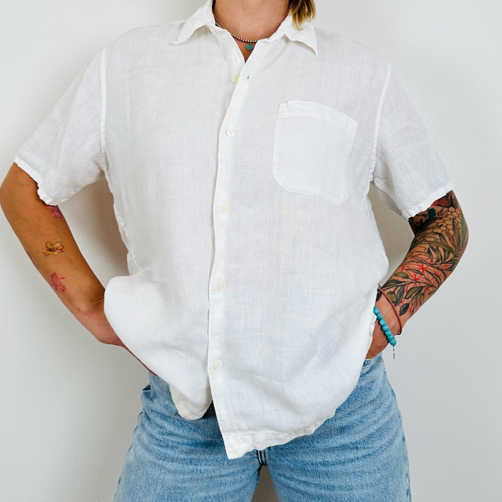 Banana Republic 100% linen button down shirt top short sleeve - Picture 2 of 7